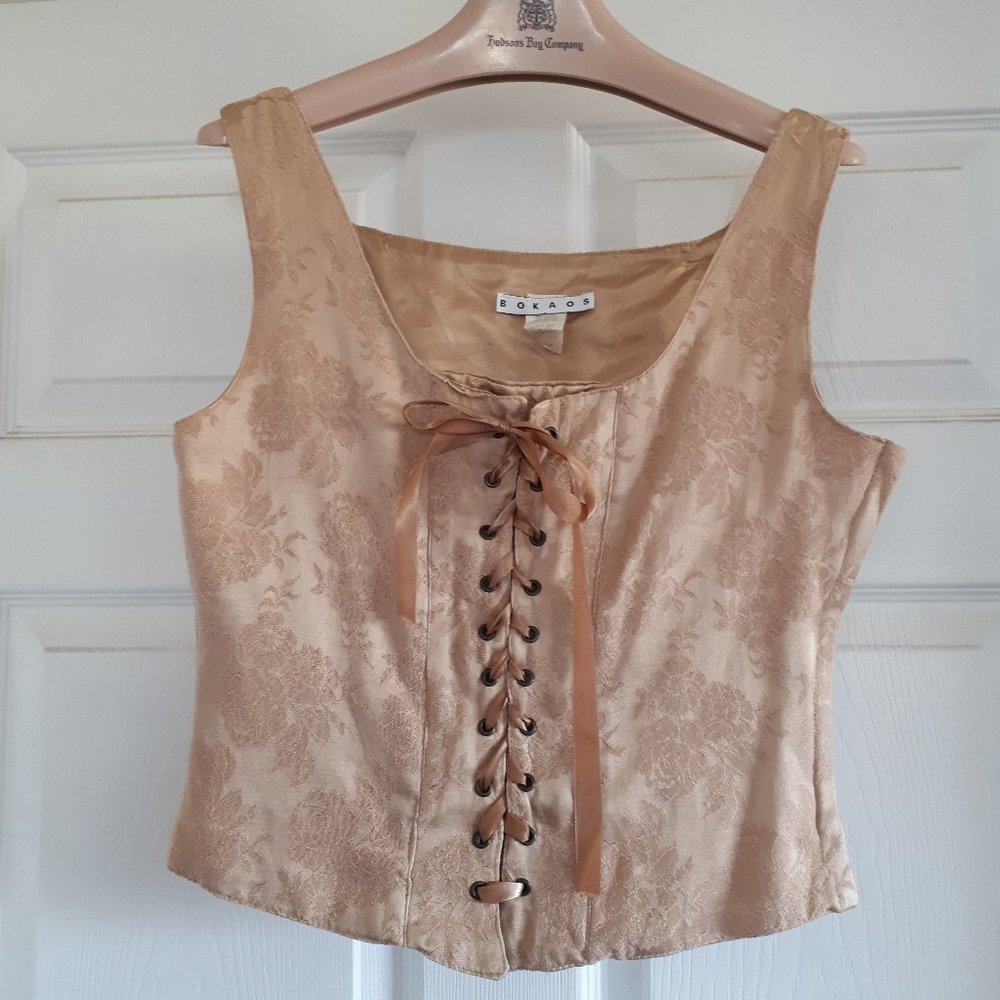 SALE ITEM!  Bokaos Top - Lace Up - Mocha - Size Medium